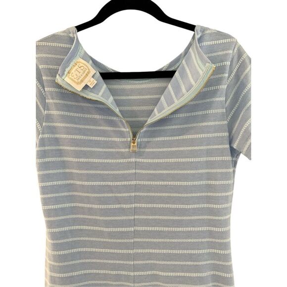 Sail To Sable Women's Short Sleeve Striped Crew Neck Mini Dress Blue Medium NWOT - Picture 5 of 7